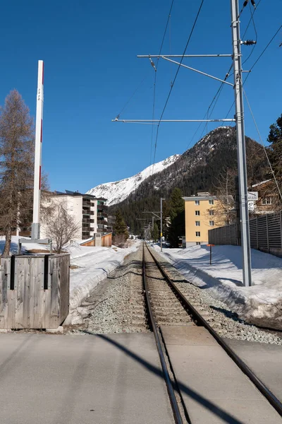 Davos Sviçre Mart 2022 Güneşli Bir Günde Alp Dağları Nda — Stok fotoğraf