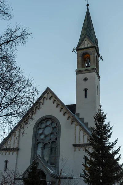 Davos Schweiz März 2022 Evangelische Paulus Kirche Der Stadt Einem — Stockfoto