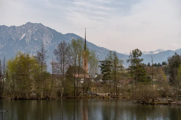 Werdenberg Suíça Março 2022 Vista Longo Pequeno Lago Uma Área — Fotografia de Stock