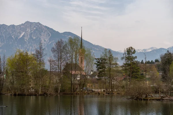 Werdenberg Švýcarsko Března 2022 Pohled Malé Jezírko Alpské Oblasti Jaře — Stock fotografie