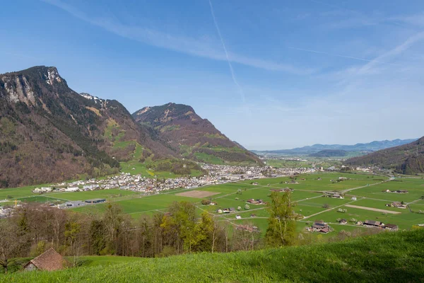 Mollis Switzerland April 2022 Stunning Alpine Scenery Hill Top Sunny — ストック写真