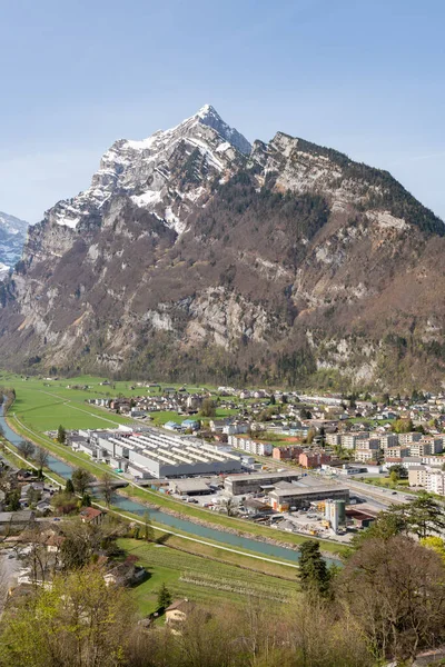 Mollis Svizzera Aprile 2022 Splendido Scenario Alpino Dalla Cima Una — Foto Stock