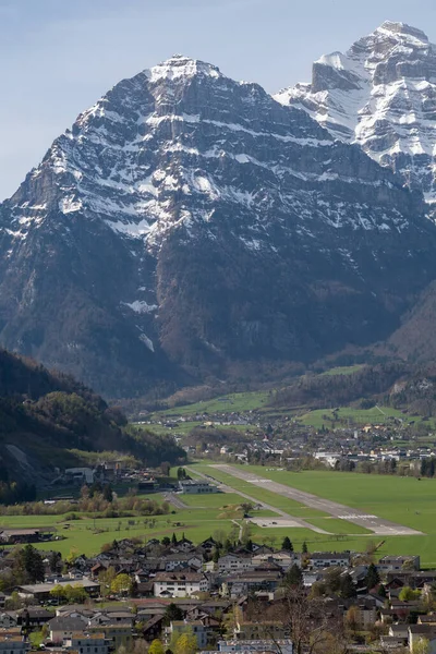 Mollis Switzerland April 2022 View Spotting Point Runway Strip Airport — Stock Photo, Image