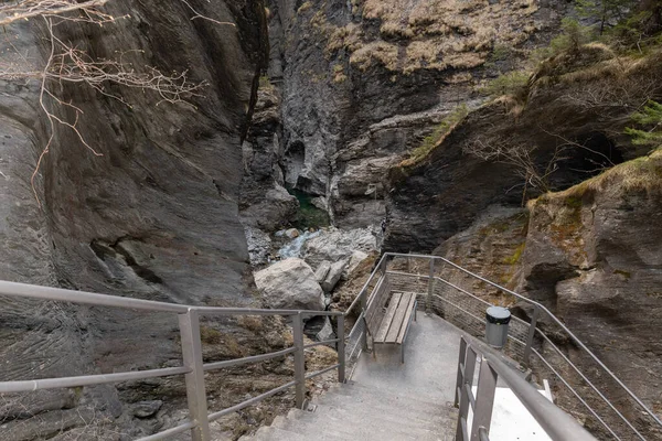 Zillis Grison Switzerland April 2022 Stairs Leading Viamala Canyon — Stock Photo, Image