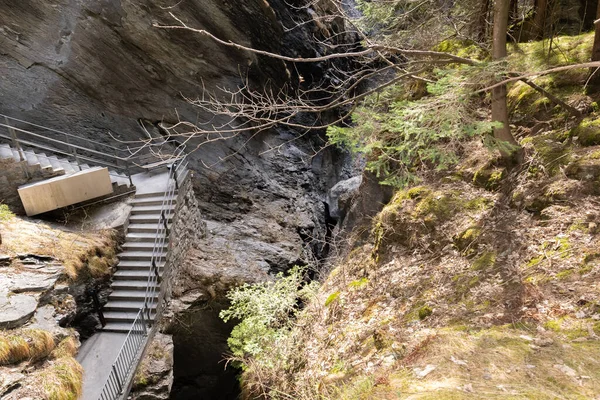 Zillis Grison Switzerland April 2022 Stairs Leading Viamala Canyon — Stock Photo, Image