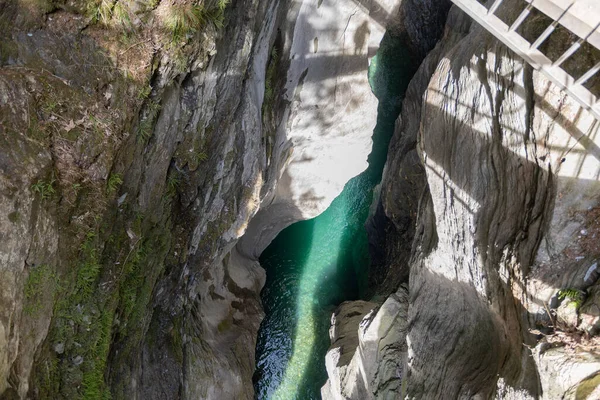 Zillis Grison Switzerland April 2022 Popular Viamala Canyon Built Rhine — Stock Photo, Image