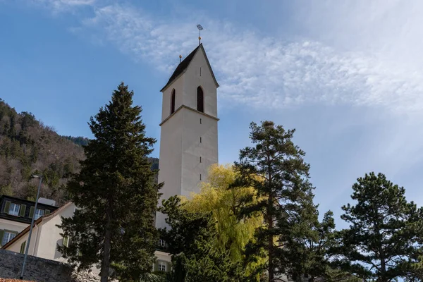 Chur Sviçre Nisan 2022 Şehir Merkezindeki Tarihi Aziz Luzi Kilisesinin — Stok fotoğraf