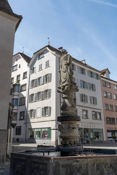 Chur Ελβετία Απριλίου 2022 Ιστορικός Άγιος Martins Βρύση Νερού Στην — Φωτογραφία Αρχείου