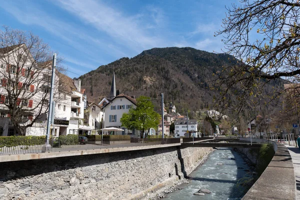 Chur Sviçre Nisan 2022 Tarihsel Eski Kasabanın Plessur Nehrinin Kıyısında — Stok fotoğraf