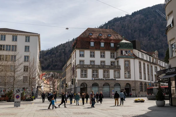 Chur Switzerland April 2022 People Walking City Center Sunny Day — Stock Photo, Image