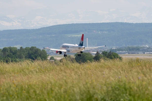 Zurique Suíça Maio 2022 Aeronave Airbus A319 132 Air Serbia — Fotografia de Stock