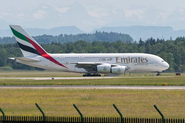 Zürich Svájc 2022 Május Emirates Airbus A380 800 Típusú Repülőgépe — Stock Fotó