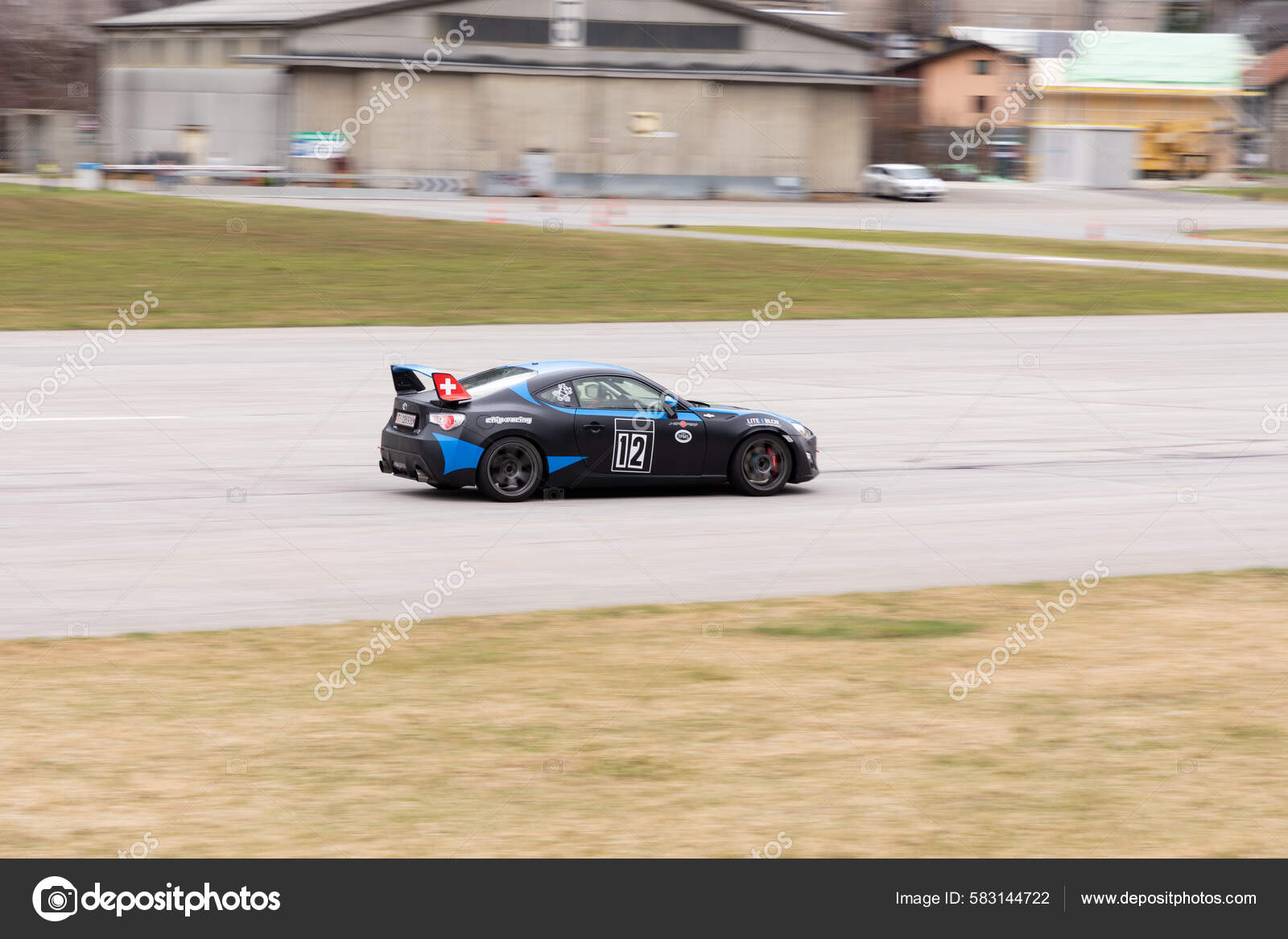 Ambri Ticino Switzerland April 2022 Car Test Racing Runway Local