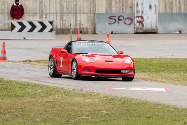 Ambri Ticino Svizzera Aprile 2022 Test Automobilistici Pista Sull Aeroporto — Foto Stock