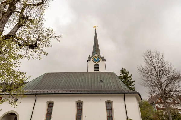 Wildhaus Switzerland May 2022 Catholic Church Center Overcast Day Spring — Stock Photo, Image