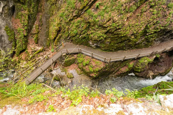 Unterwasser Switzerland May 2022 Little Alpine River Flows Canyon Thur — Stock Photo, Image