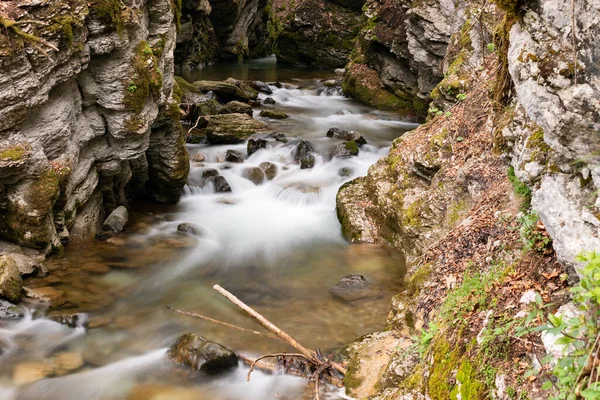 スイスのUnterwasser 2022年5月5日春の時間には スール滝の峡谷に沿って小さな高山の川が流れます — ストック写真