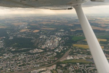 Chemnitz, Saxony, Germany July 10, 2022 Power plant seen from above during a flight