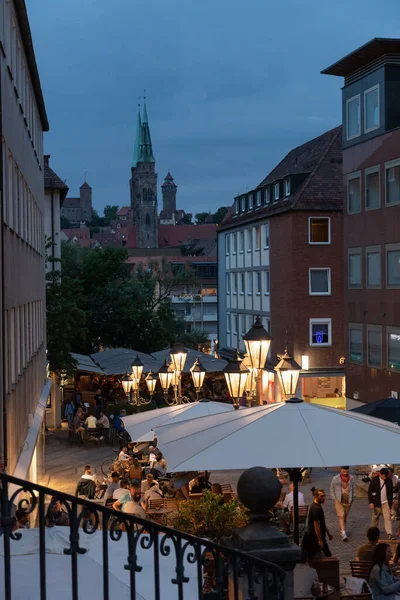 Nuremberg Bavaria Germany July 2022 View Small Illuminated Street Night — Foto de Stock