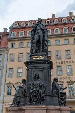 Dresden, Saxon, Germany, July 10, 2022 Statue of Friedrich August II in the city center