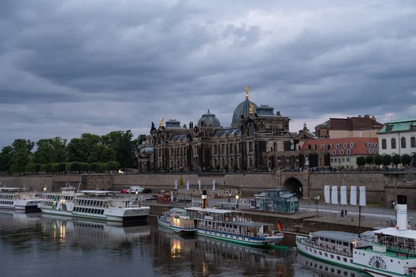 Dresden Saxon Germany July 2022 Late Evening Elbe River Overcast — Foto Stock