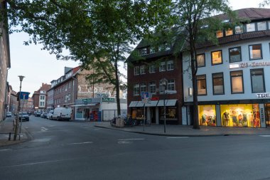 Muenster, Germany, July 8, 2022 Shopping street in the old town in the late evening
