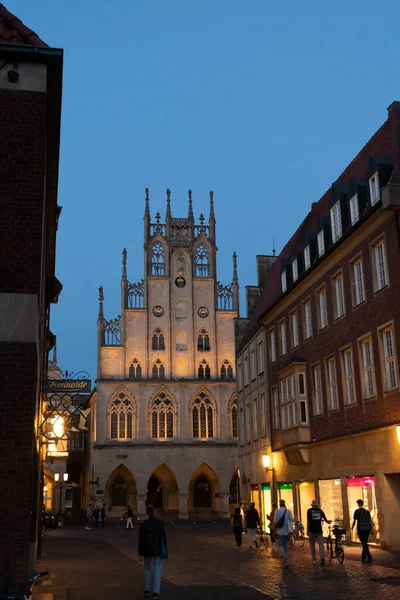Muenster Germany July 2022 Historic City Hall Old Town Night — Foto de Stock