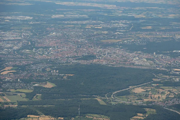 Karlsruhe Germany July 2022 City Center Seen Flight Small Plane — Stockfoto