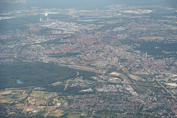 Karlsruhe Germany July 2022 City Center Seen Flight Small Plane — Stockfoto