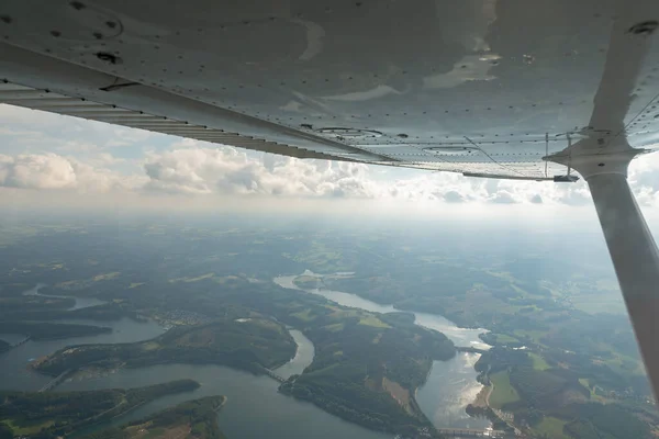 Olpe North Rhine Westphalia Germany July 2022 Flight Overhead Lake — Stok fotoğraf