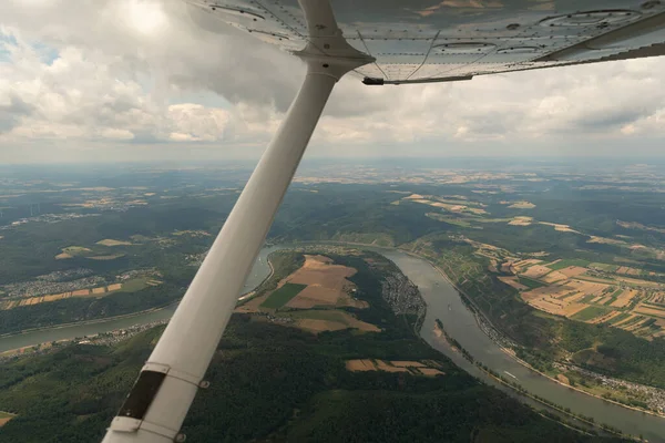 Boppard, Rhineland Palatinate, Germany, July 9, 2022 Flight along the rhine river in a small plane