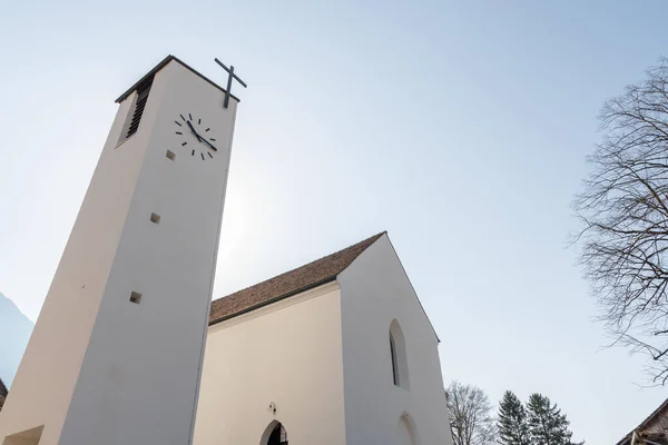 Schaan Liechtenstein March 2022 Majestic Little Saint Peter Chapel Morning — Zdjęcie stockowe