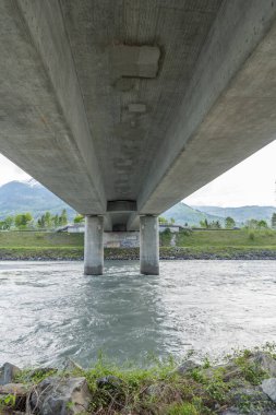 Schaan, Liechtenstein, May 2, 2022 View over the rhine river on a sunny day in spring time