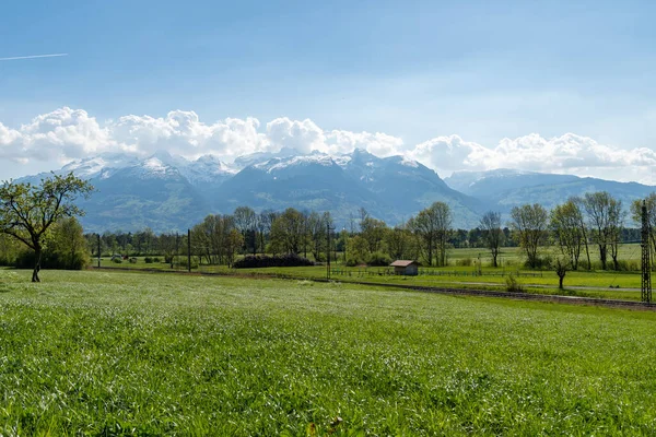 Nendeln Liechtenstein April 2022 Beautiful Landscape Sunny Day Spring Time — Stockfoto