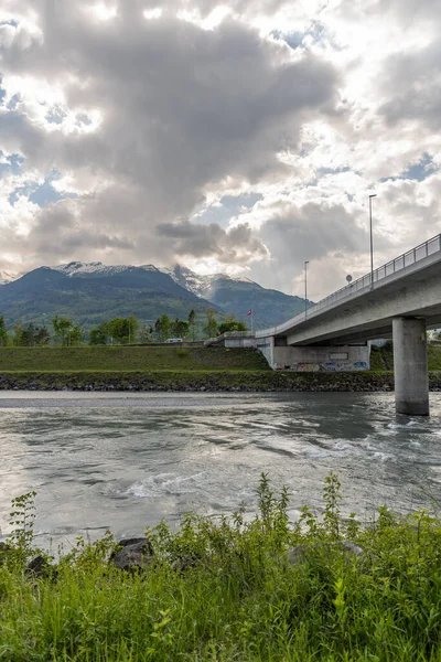 Schaan Liechtenstein May 2022 View Rhine River Sunny Day Spring — Stock Fotó