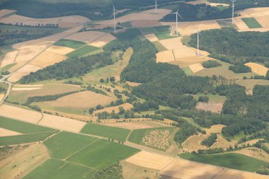 Homburg, Germany, July 10, 2022 Flight across some farming fields in a small plane