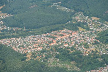 Sonneberg, Thuringia, Germany, July 10, 2022 Flight over the city in a small plane