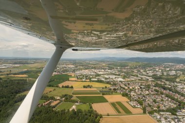 Lahr, Germany, July 9, 2022 Flight over the city in a small plane