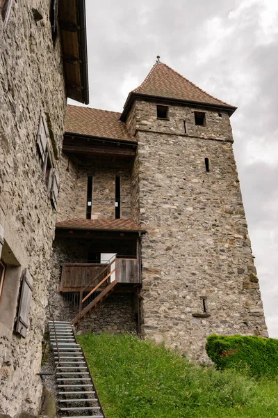 Balzers Liechtenstein June 2022 Historic Old Gutenberg Castle Cloudy Day — Stock Fotó