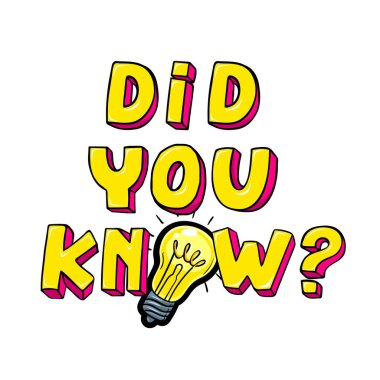 İlginç bir gerçek kavramı. Beyaz arka planda çizgi roman stili olduğunu biliyor muydun? Pop sanat tarzı. Vektör illüstrasyonu