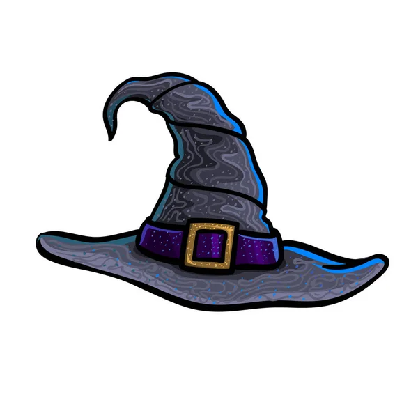 Колпак Ведьмы Хэллоуин Черная Шляпа Белом Фоне Векторная Иллюстрация — стоковый вектор