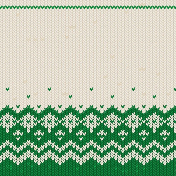 Knitted Green White Christmas Sweater Texture Ugly Sweater Party Vector — Stock Vector