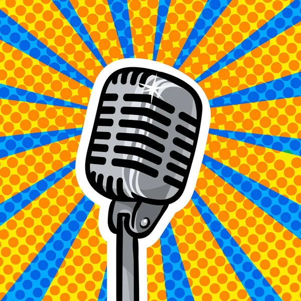 Microphone Rétro Sur Fond Pop Art Elément Design Pour Affiche — Image vectorielle