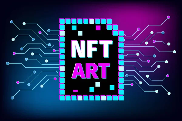 Nft Art Nezastupitelný Token Koncept Platit Jedinečné Sběratelské Předměty Hrách — Stockový vektor