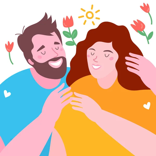 Concept Amour Jeune Couple Avec Les Bras Croisés Regardant Illustrations Vecteurs De Stock Libres De Droits