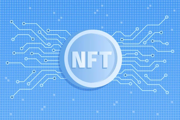 Nft Nonfungible Token Text Blue Coin Оплата Уникальных Предметов Коллекционирования Лицензионные Стоковые Векторы