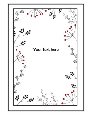 Bitkilerle siyah beyaz çerçeve