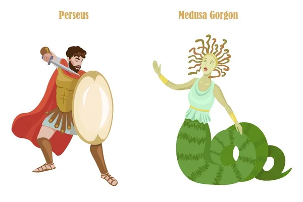 Vector Griekse held Perseus en Medusa — Stockvector