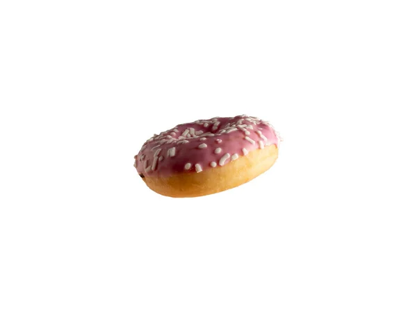 Donut Muito Saboroso Isolado Fundo Branco — Fotografia de Stock