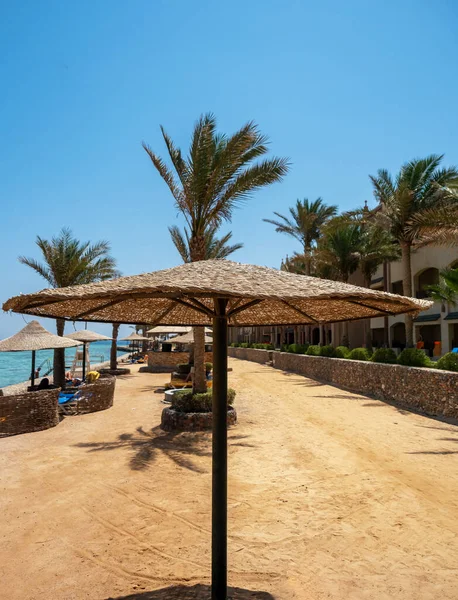 Chairs Umbrella Beach Hurghada — Stock Photo, Image